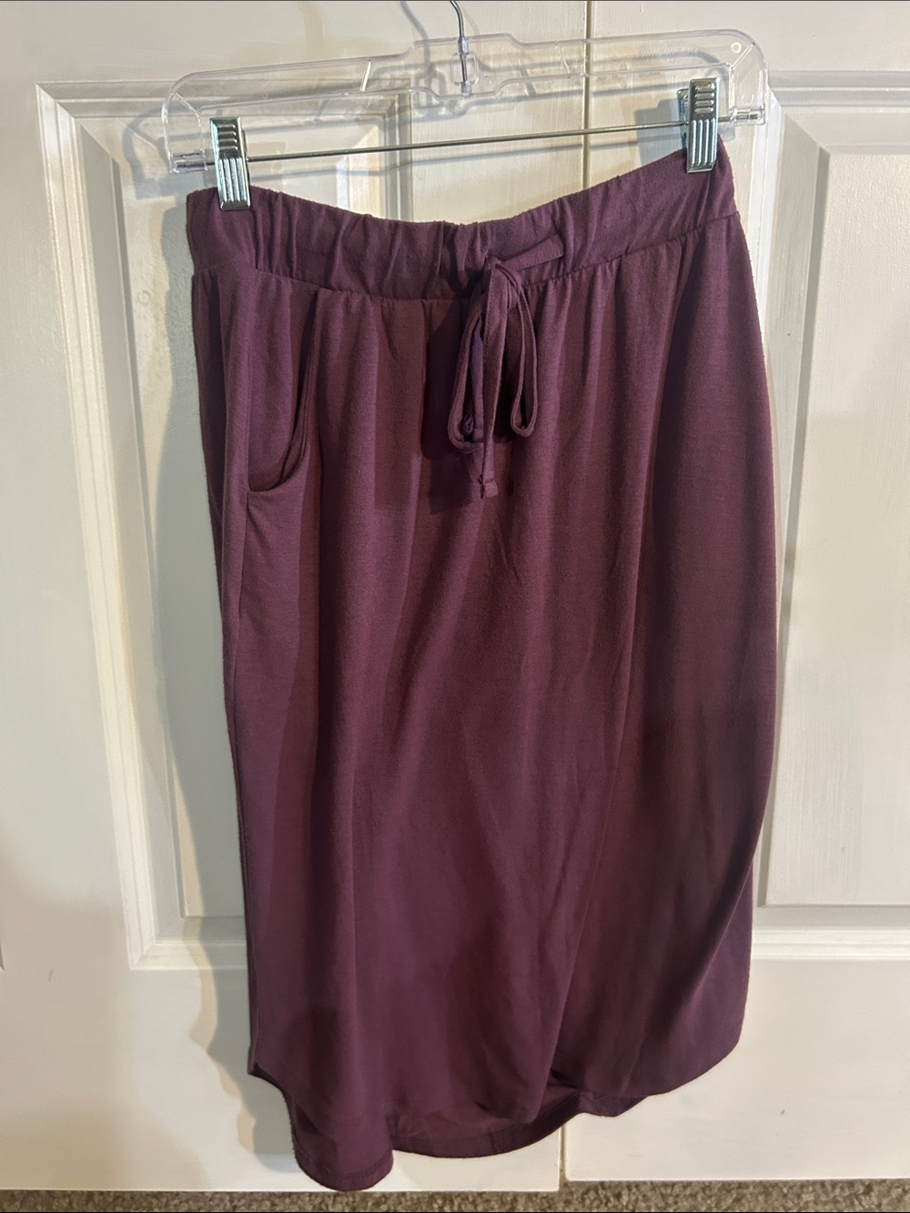 Zenana Outfitters Plum Drawstring Midi Skirt with Pockets